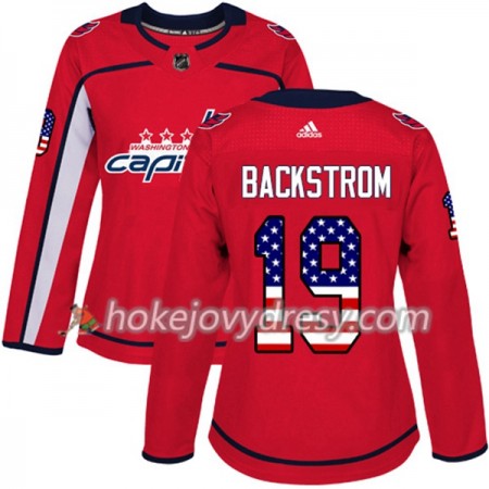 Dámské Hokejový Dres Washington Capitals Nicklas Backstrom 19 2017-2018 USA Flag Fashion Černá Adidas Authentic